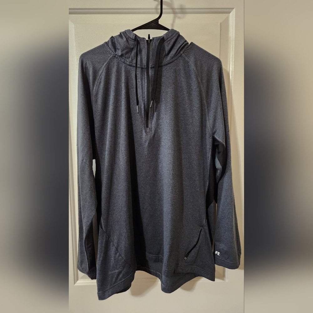 Russell Athletic Mens Dark Gray Athletic Quarter Zip Hoodie